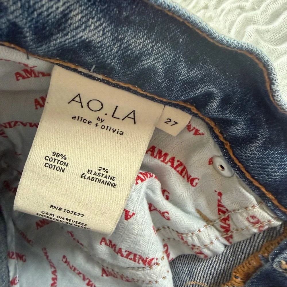 Alice + Olivia High Rise Girlfriend Jeans Studded Cuff Size 27 - Picture 8 of 15